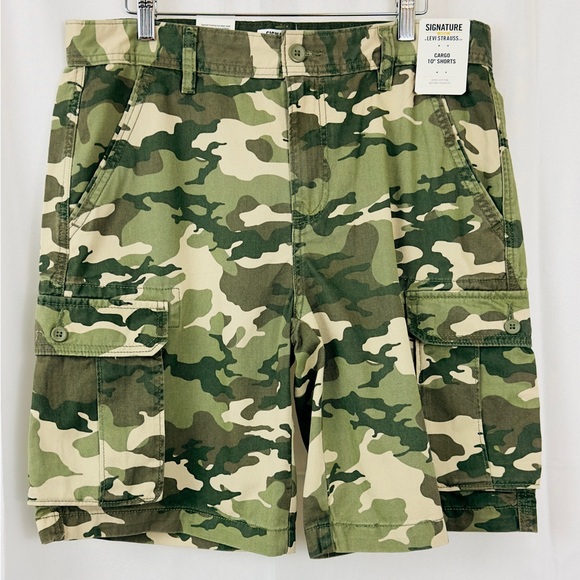 Signature by Levi Strauss & Co. Men's Cargo 10” Camo Shorts Waist 33” NWT - Picture 4 of 13